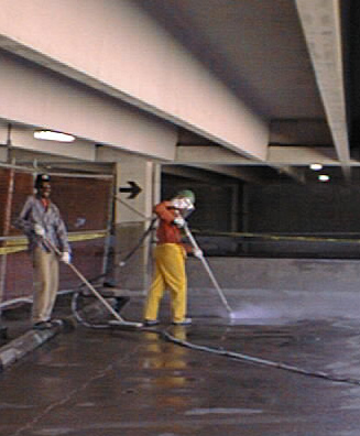 Scarification of parking garage concrete floor