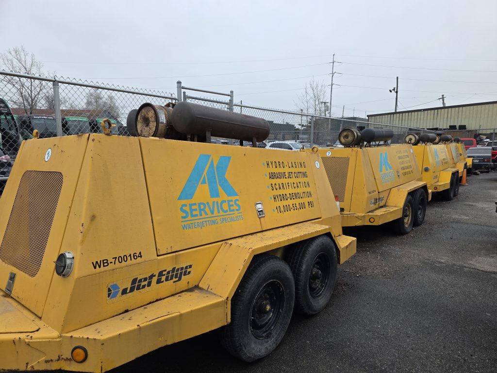 Side view of Jet Edge pumps for sale.