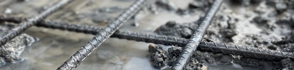 exposed and cleaned rebar after hydrodemolition